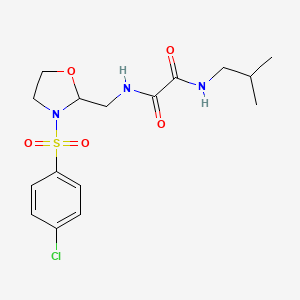 molecular formula C16H22ClN3O5S B2751810 N'-{[3-(4-chlorobenzenesulfonyl)-1,3-oxazolidin-2-yl]methyl}-N-(2-methylpropyl)ethanediamide CAS No. 874805-78-4