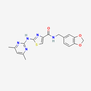 B2751827 N-(benzo[d][1,3]dioxol-5-ylmethyl)-2-((4,6-dimethylpyrimidin-2-yl)amino)thiazole-4-carboxamide CAS No. 1251565-51-1