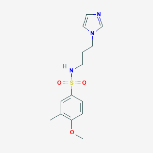 molecular formula C14H19N3O3S B275192 N-[3-(1H-imidazol-1-yl)propyl]-4-methoxy-3-methylbenzene-1-sulfonamide 