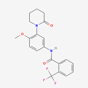 molecular formula C20H19F3N2O3 B2751985 N-[4-methoxy-3-(2-oxopiperidin-1-yl)phenyl]-2-(trifluoromethyl)benzamide CAS No. 941979-64-2