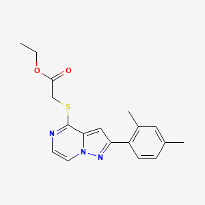 molecular formula C18H19N3O2S B2751996 ethyl 2-{[2-(2,4-dimethylphenyl)pyrazolo[1,5-a]pyrazin-4-yl]sulfanyl}acetate CAS No. 1243062-99-8