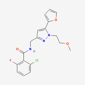 2-chloro-6-fluoro-N-((5-(furan-2-yl)-1-(2-methoxyethyl)-1H-pyrazol-3-yl)methyl)benzamide
