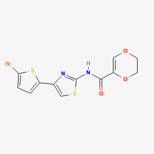 N-(4-(5-bromothiophen-2-yl)thiazol-2-yl)-5,6-dihydro-1,4-dioxine-2-carboxamide