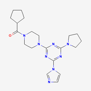 (4-(4-(1H-imidazol-1-yl)-6-(pyrrolidin-1-yl)-1,3,5-triazin-2-yl)piperazin-1-yl)(cyclopentyl)methanone