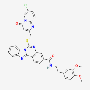 6-(((7-chloro-4-oxo-4H-pyrido[1,2-a]pyrimidin-2-yl)methyl)thio)-N-(3,4-dimethoxyphenethyl)benzo[4,5]imidazo[1,2-c]quinazoline-3-carboxamide