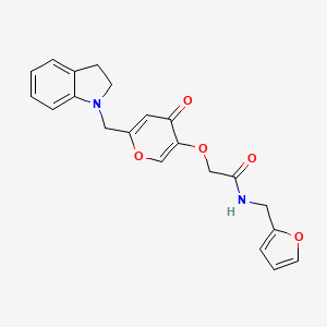 molecular formula C21H20N2O5 B2752073 N-(furan-2-ylmethyl)-2-((6-(indolin-1-ylmethyl)-4-oxo-4H-pyran-3-yl)oxy)acetamide CAS No. 898441-38-8