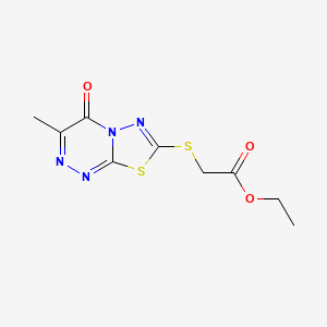 molecular formula C9H10N4O3S2 B2752098 ethyl 2-({3-methyl-4-oxo-4H-[1,3,4]thiadiazolo[2,3-c][1,2,4]triazin-7-yl}sulfanyl)acetate CAS No. 869074-84-0