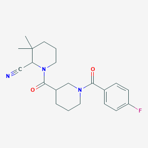 molecular formula C21H26FN3O2 B2752099 1-[1-(4-Fluorobenzoyl)piperidine-3-carbonyl]-3,3-dimethylpiperidine-2-carbonitrile CAS No. 2197010-97-0