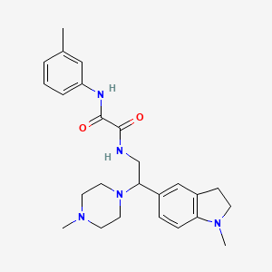 molecular formula C25H33N5O2 B2752102 N1-(2-(1-methylindolin-5-yl)-2-(4-methylpiperazin-1-yl)ethyl)-N2-(m-tolyl)oxalamide CAS No. 922557-51-5