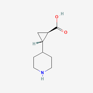 molecular formula C9H15NO2 B2752110 (1R,2S)-2-Piperidin-4-ylcyclopropane-1-carboxylic acid CAS No. 1903424-57-6