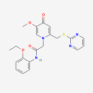 molecular formula C21H22N4O4S B2752146 N-(2-ethoxyphenyl)-2-(5-methoxy-4-oxo-2-((pyrimidin-2-ylthio)methyl)pyridin-1(4H)-yl)acetamide CAS No. 1005302-71-5