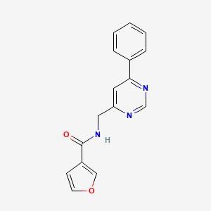 molecular formula C16H13N3O2 B2752159 N-[(6-phenylpyrimidin-4-yl)methyl]furan-3-carboxamide CAS No. 2319787-72-7