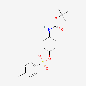 molecular formula C18H27NO5S B2752176 trans-4-((tert-Butoxycarbonyl)amino)cyclohexyl 4-methylbenzenesulfonate CAS No. 957035-42-6