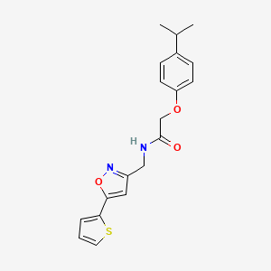molecular formula C19H20N2O3S B2752192 2-(4-isopropylphenoxy)-N-((5-(thiophen-2-yl)isoxazol-3-yl)methyl)acetamide CAS No. 946263-35-0