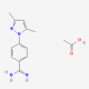 molecular formula C14H18N4O2 B2752273 4-(3,5-dimethyl-1H-pyrazol-1-yl)benzene-1-carboximidamide; acetic acid CAS No. 1909314-25-5