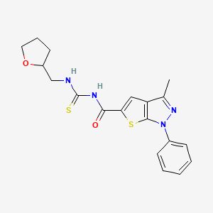 3-methyl-N-(oxolan-2-ylmethylcarbamothioyl)-1-phenylthieno[2,3-c]pyrazole-5-carboxamide