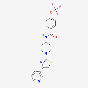 molecular formula C21H19F3N4O2S B2752303 N-(1-(4-(pyridin-3-yl)thiazol-2-yl)piperidin-4-yl)-4-(trifluoromethoxy)benzamide CAS No. 1795482-27-7