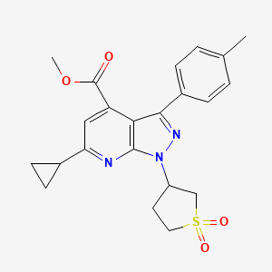 molecular formula C22H23N3O4S B2752340 methyl 6-cyclopropyl-1-(1,1-dioxidotetrahydrothiophen-3-yl)-3-(p-tolyl)-1H-pyrazolo[3,4-b]pyridine-4-carboxylate CAS No. 1040637-81-7