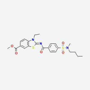 molecular formula C23H27N3O5S2 B2752343 methyl (2Z)-2-({4-[butyl(methyl)sulfamoyl]benzoyl}imino)-3-ethyl-2,3-dihydro-1,3-benzothiazole-6-carboxylate CAS No. 850909-35-2