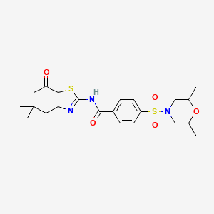 molecular formula C22H27N3O5S2 B2752361 N-(5,5-dimethyl-7-oxo-4,5,6,7-tetrahydro-1,3-benzothiazol-2-yl)-4-[(2,6-dimethylmorpholin-4-yl)sulfonyl]benzamide CAS No. 681237-30-9