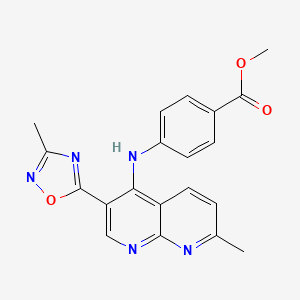molecular formula C20H17N5O3 B2752390 Methyl 4-{[7-methyl-3-(3-methyl-1,2,4-oxadiazol-5-yl)-1,8-naphthyridin-4-yl]amino}benzoate CAS No. 1251671-11-0
