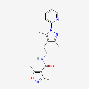 molecular formula C18H21N5O2 B2752429 N-(2-(3,5-dimethyl-1-(pyridin-2-yl)-1H-pyrazol-4-yl)ethyl)-3,5-dimethylisoxazole-4-carboxamide CAS No. 2034544-87-9