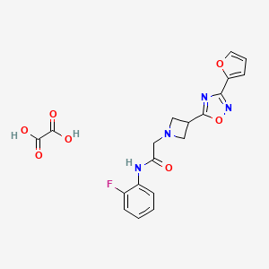 molecular formula C19H17FN4O7 B2752457 N-(2-fluorophenyl)-2-(3-(3-(furan-2-yl)-1,2,4-oxadiazol-5-yl)azetidin-1-yl)acetamide oxalate CAS No. 1428379-05-8
