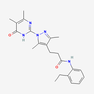 3-(1-(4,5-dimethyl-6-oxo-1,6-dihydropyrimidin-2-yl)-3,5-dimethyl-1H-pyrazol-4-yl)-N-(2-ethylphenyl)propanamide