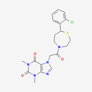 molecular formula C20H22ClN5O3S B2752510 7-(2-(7-(2-chlorophenyl)-1,4-thiazepan-4-yl)-2-oxoethyl)-1,3-dimethyl-1H-purine-2,6(3H,7H)-dione CAS No. 1797029-08-3