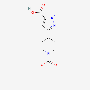 molecular formula C15H23N3O4 B2752513 3-{1-[(tert-butoxy)carbonyl]piperidin-4-yl}-1-methyl-1H-pyrazole-5-carboxylic acid CAS No. 2059993-63-2