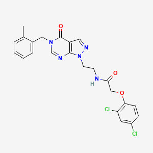 molecular formula C23H21Cl2N5O3 B2752527 2-(2,4-dichlorophenoxy)-N-(2-(5-(2-methylbenzyl)-4-oxo-4,5-dihydro-1H-pyrazolo[3,4-d]pyrimidin-1-yl)ethyl)acetamide CAS No. 922015-87-0