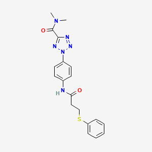 molecular formula C19H20N6O2S B2752533 N,N-dimethyl-2-(4-(3-(phenylthio)propanamido)phenyl)-2H-tetrazole-5-carboxamide CAS No. 1396865-40-9