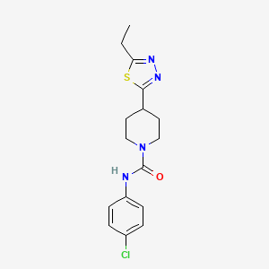 molecular formula C16H19ClN4OS B2752552 N-(4-chlorophenyl)-4-(5-ethyl-1,3,4-thiadiazol-2-yl)piperidine-1-carboxamide CAS No. 1105247-04-8