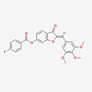 molecular formula C25H19FO7 B2752556 (Z)-3-oxo-2-(3,4,5-trimethoxybenzylidene)-2,3-dihydrobenzofuran-6-yl 4-fluorobenzoate CAS No. 858758-90-4