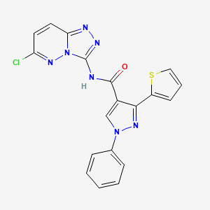 molecular formula C19H12ClN7OS B2752586 N-{6-chloro-[1,2,4]triazolo[4,3-b]pyridazin-3-yl}-1-phenyl-3-(thiophen-2-yl)-1H-pyrazole-4-carboxamide CAS No. 1171911-53-7