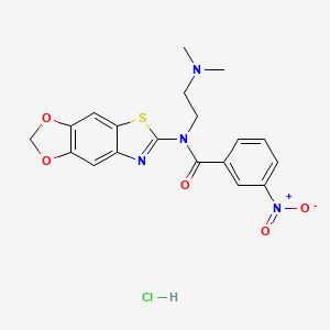 molecular formula C19H19ClN4O5S B2752597 N-[2-(dimethylamino)ethyl]-N-([1,3]dioxolo[4,5-f][1,3]benzothiazol-6-yl)-3-nitrobenzamide;hydrochloride CAS No. 1219201-94-1