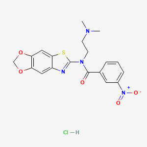molecular formula C19H19ClN4O5S B2752597 N-([1,3]dioxolo[4',5':4,5]benzo[1,2-d]thiazol-6-yl)-N-(2-(dimethylamino)ethyl)-3-nitrobenzamide hydrochloride CAS No. 1219201-94-1