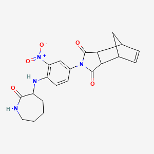 molecular formula C21H22N4O5 B2752602 2-(3-nitro-4-((2-oxoazepan-3-yl)amino)phenyl)-3a,4,7,7a-tetrahydro-1H-4,7-methanoisoindole-1,3(2H)-dione CAS No. 1009350-72-4