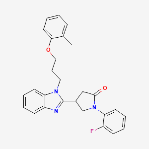 molecular formula C27H26FN3O2 B2752604 1-(2-fluorophenyl)-4-(1-(3-(o-tolyloxy)propyl)-1H-benzo[d]imidazol-2-yl)pyrrolidin-2-one CAS No. 847396-13-8