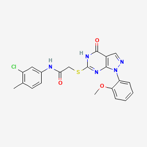 molecular formula C21H18ClN5O3S B2752605 N-(3-chloro-4-methylphenyl)-2-((1-(2-methoxyphenyl)-4-oxo-4,5-dihydro-1H-pyrazolo[3,4-d]pyrimidin-6-yl)thio)acetamide CAS No. 946200-78-8