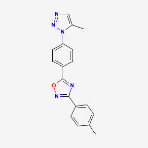 molecular formula C18H15N5O B2752617 3-(4-methylphenyl)-5-[4-(5-methyl-1H-1,2,3-triazol-1-yl)phenyl]-1,2,4-oxadiazole CAS No. 950226-45-6