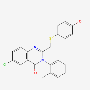 molecular formula C23H19ClN2O2S B2752620 6-Chloro-2-[(4-methoxyphenyl)sulfanylmethyl]-3-(2-methylphenyl)quinazolin-4-one CAS No. 338965-76-7