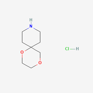 molecular formula C8H16ClNO2 B2752621 1,4-二氧杂-9-氮杂螺[5.5]十一烷；盐酸 CAS No. 2094155-94-7