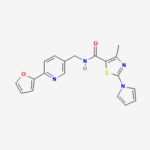 molecular formula C19H16N4O2S B2752622 N-((6-(furan-2-yl)pyridin-3-yl)methyl)-4-methyl-2-(1H-pyrrol-1-yl)thiazole-5-carboxamide CAS No. 2034580-49-7