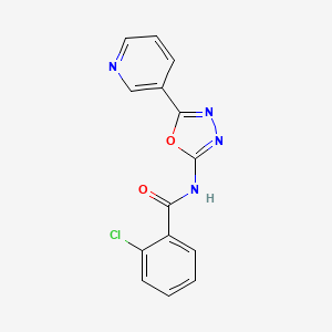 molecular formula C14H9ClN4O2 B2752629 2-chloro-N-(5-(pyridin-3-yl)-1,3,4-oxadiazol-2-yl)benzamide CAS No. 887866-15-1