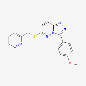 molecular formula C18H15N5OS B2752632 3-(4-甲氧基苯基)-6-(吡啶-2-基甲硫基)-[1,2,4]三唑并[4,3-b]吡啶嗪 CAS No. 852376-83-1
