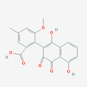 B2752639 2-(1,5-Dihydroxy-3,4-dioxonaphthalen-2-yl)-3-methoxy-5-methylbenzoic acid CAS No. 76191-50-9