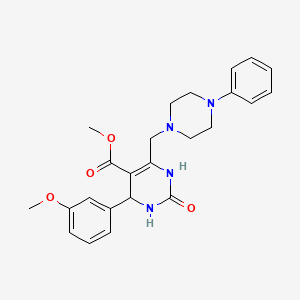 molecular formula C24H28N4O4 B2752649 Methyl 4-(3-methoxyphenyl)-2-oxo-6-[(4-phenylpiperazin-1-yl)methyl]-1,2,3,4-tetrahydropyrimidine-5-carboxylate CAS No. 1252817-17-6