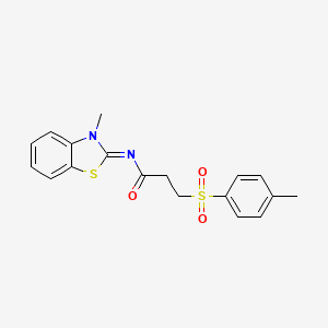 molecular formula C18H18N2O3S2 B2752675 (E)-N-(3-methylbenzo[d]thiazol-2(3H)-ylidene)-3-tosylpropanamide CAS No. 898436-80-1