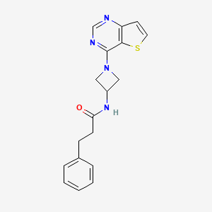 molecular formula C18H18N4OS B2752676 3-phenyl-N-(1-{thieno[3,2-d]pyrimidin-4-yl}azetidin-3-yl)propanamide CAS No. 2380084-45-5